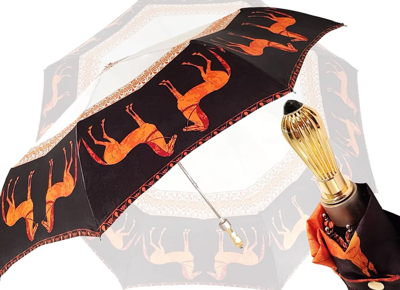 Il Marchesato Lovely Woman's Folding Umbrella With New Horses Design Fashion