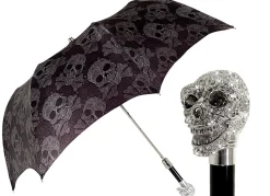 Il Marchesato Lux Silver Swarovski Skull Folding Umbrella Discount