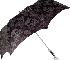 Il Marchesato Lux Silver Swarovski Skull Folding Umbrella Discount