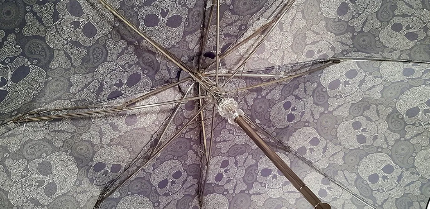 Il Marchesato Lux Silver Swarovski Skull Folding Umbrella Discount