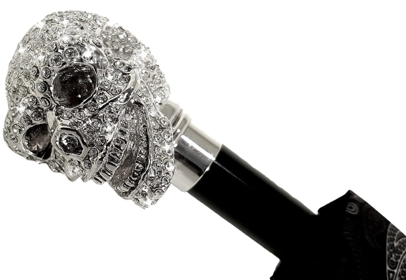Il Marchesato Lux Silver Swarovski Skull Folding Umbrella Discount