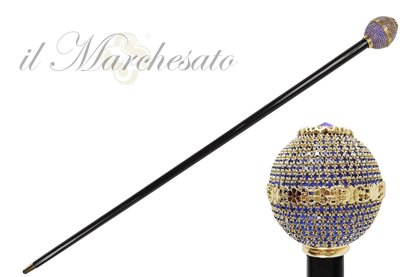 Il Marchesato Luxurious Jeweled Walking Stick with Sapphire crystals Hot