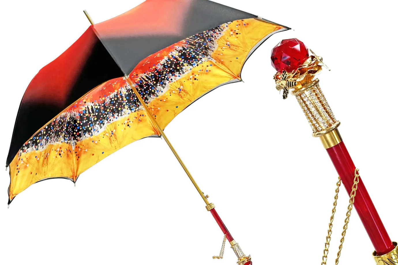 Il Marchesato Luxurious Red Umbrella with big red crystals and bee handle Sale