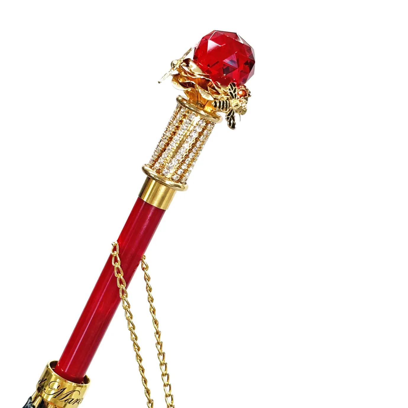 Il Marchesato Luxurious Red Umbrella with big red crystals and bee handle Sale