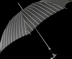Il Marchesato Luxury Gents Black Pinstripe Umbrella with Jaguar Handle Clearance