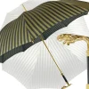 Il Marchesato Luxury Gents Pinstripe Umbrella with Goldplated Jaguar Handle Hot