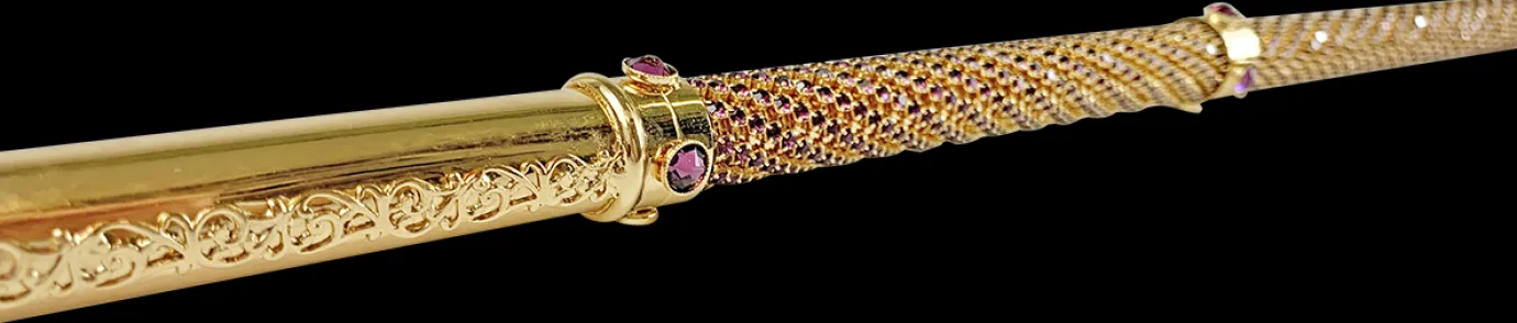 Il Marchesato Luxury Gold plated 24K walking stick encrusted with thousands of ameth Online