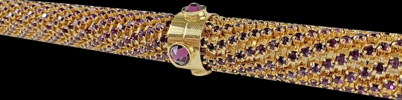 Il Marchesato Luxury Gold plated 24K walking stick encrusted with thousands of ameth Online