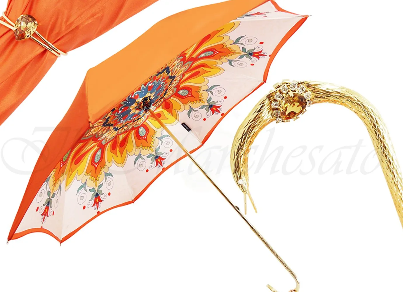 Il Marchesato Luxury Handcrafted Double Canopy Ladies Umbrella Italian Designer Clearance