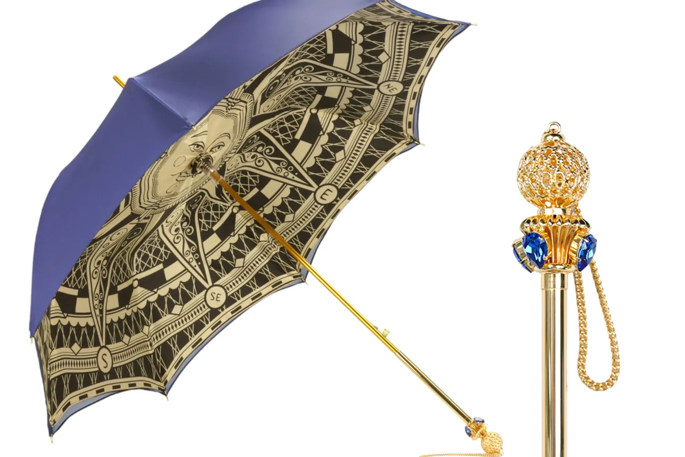 Il Marchesato Luxury in Rain: Handmade Umbrellas featuring 24K Gold-Plated Crystal H Best