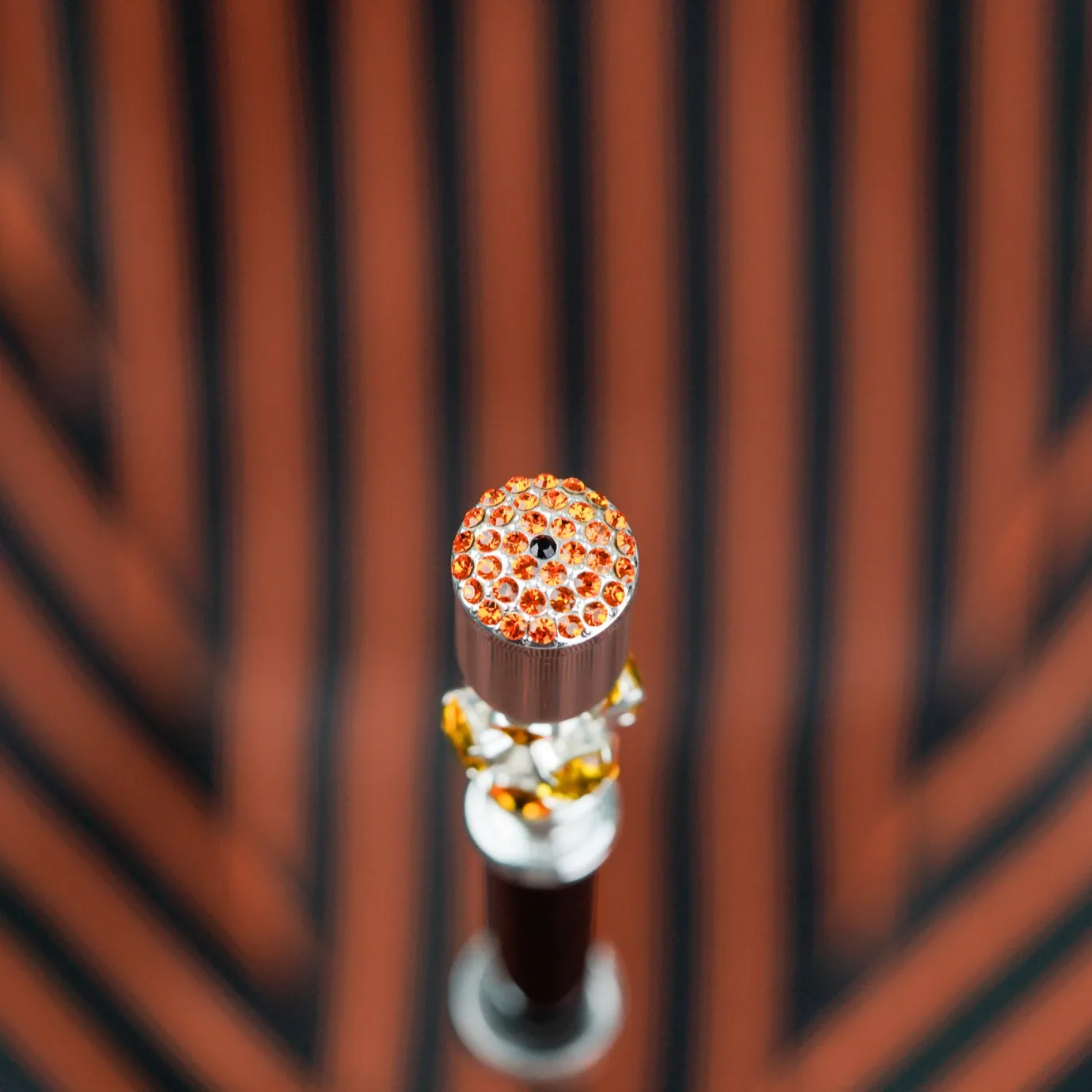 Il Marchesato Luxury Umbrella with Bold Stripes and Gem-Encrusted Handle Fashion