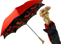 Il Marchesato Luxury umbrella with red poppies and frog adorned with siam crystals Fashion