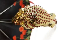 Il Marchesato Luxury umbrella with red poppies and frog adorned with siam crystals Fashion