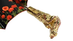 Il Marchesato Luxury umbrella with red poppies and frog adorned with siam crystals Fashion