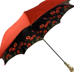 Il Marchesato Luxury umbrella with red poppies and frog adorned with siam crystals Fashion