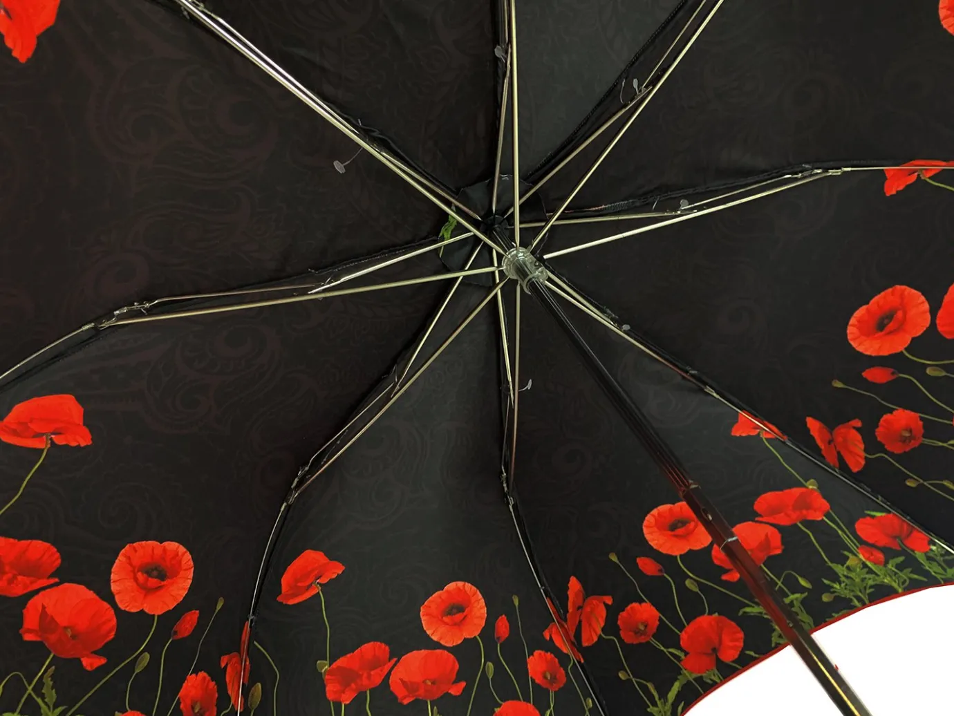 Il Marchesato Luxury umbrella with red poppies and frog adorned with siam crystals Fashion