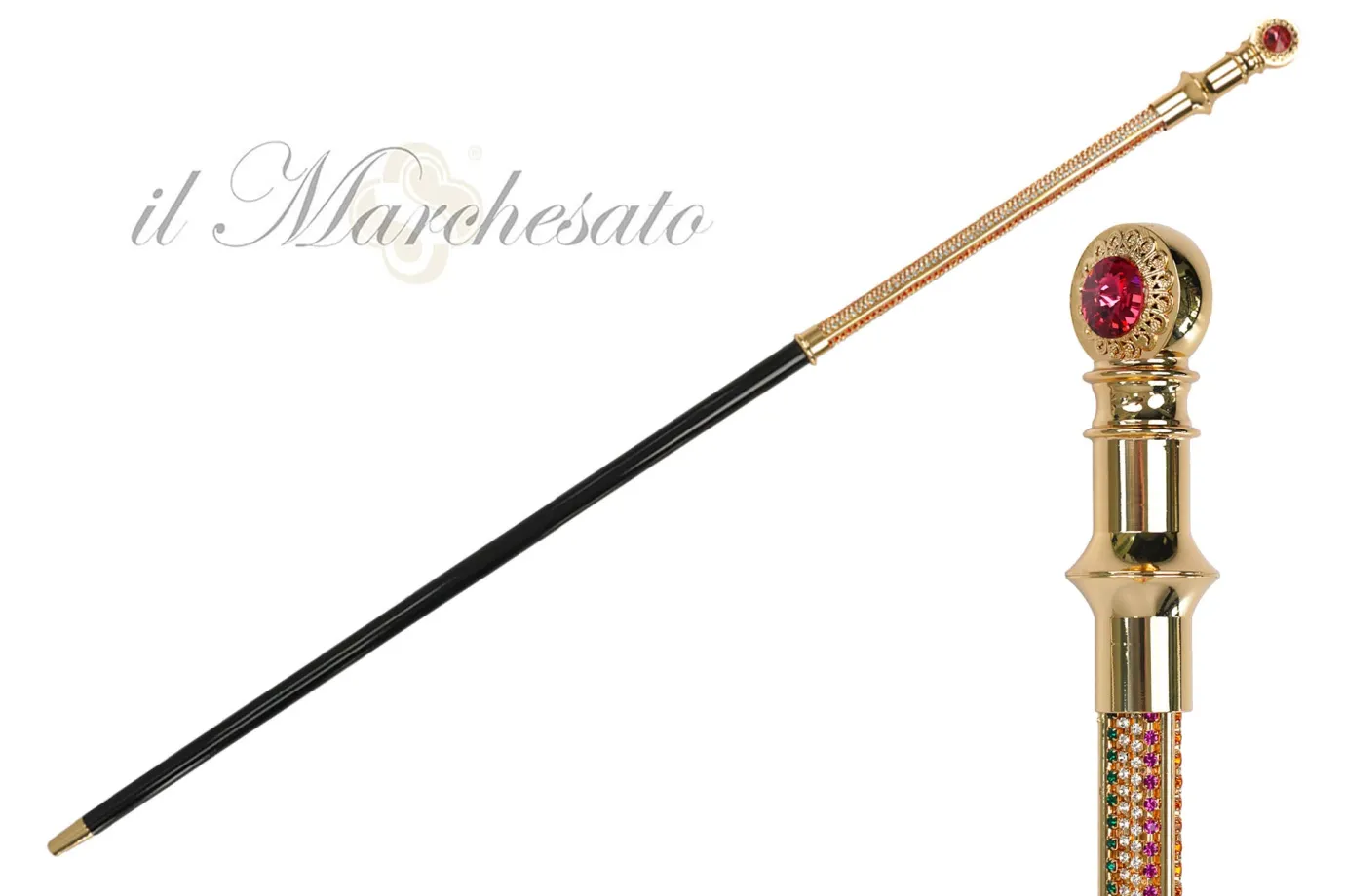 Il Marchesato Majestic cane 24K goldplated with crystals - Limited collection Outlet