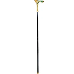Il Marchesato Majestic Gold Lion Handle Walking Cane – Green Enamel Finish New