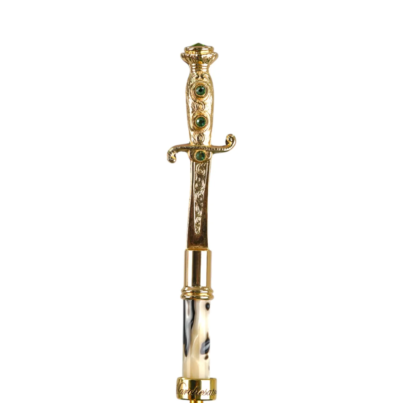 Il Marchesato Majestic Green Umbrella with Ornate Sword Handle in 24K Gold Plating Clearance