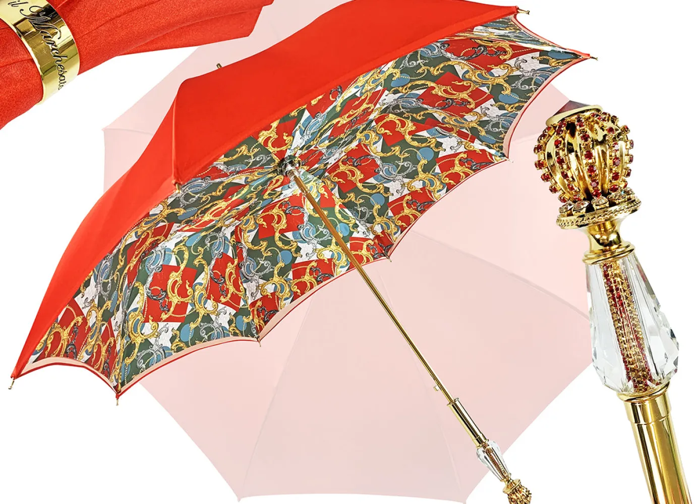 Il Marchesato Marvellous Red umbrella with jewel handle Sale