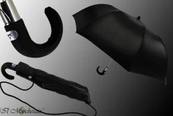 Il Marchesato Men's Folding Umbrella Crafted in a Black Comfortable And Sturdy Satin Outlet