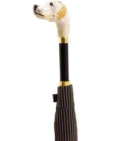 Il Marchesato Men's Stripe Umbrella - Hound Head Handle New