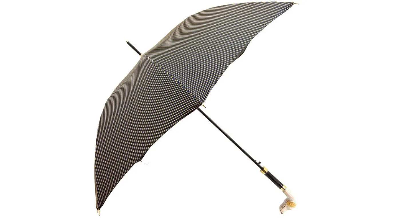 Il Marchesato Men's Stripe Umbrella - Hound Head Handle New