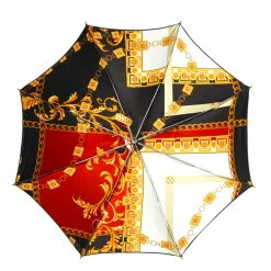Il Marchesato Midnight Glamour: Exclusive Black Umbrella Adorned with Bold Red Cryst Fashion