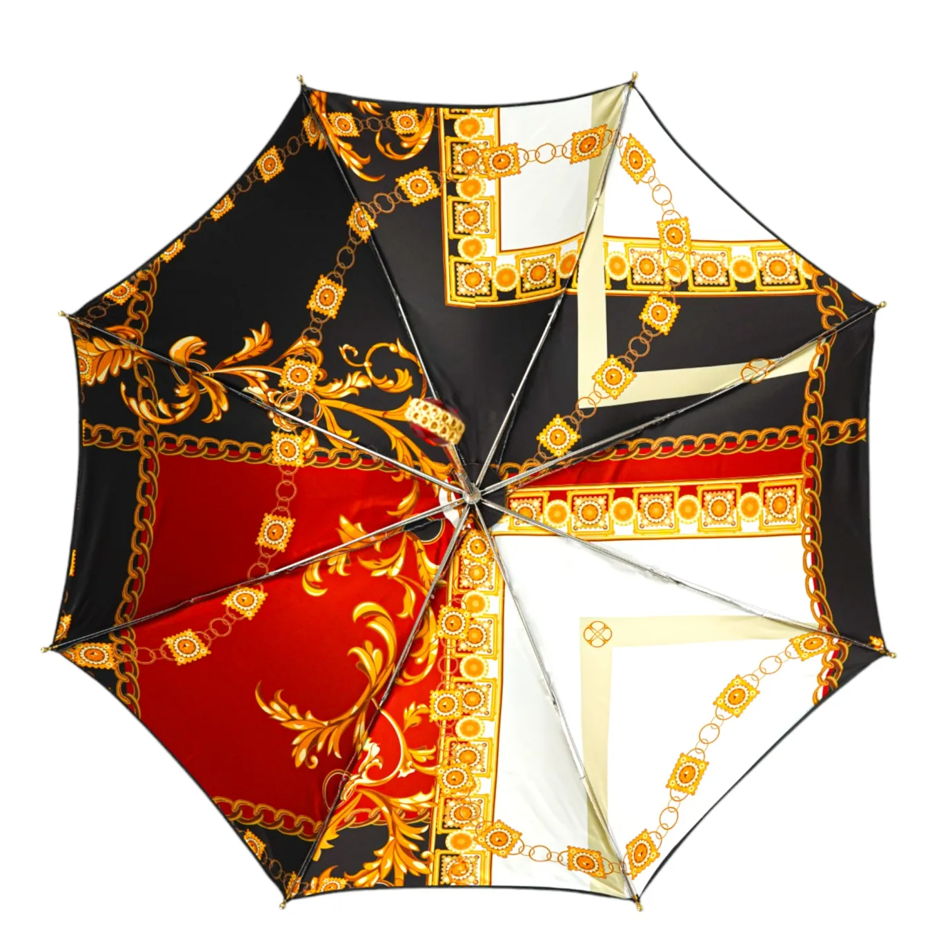 Il Marchesato Midnight Glamour: Exclusive Black Umbrella Adorned with Bold Red Cryst Fashion