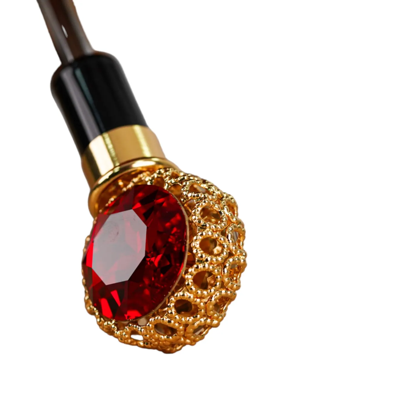 Il Marchesato Midnight Glamour: Exclusive Black Umbrella Adorned with Bold Red Cryst Fashion