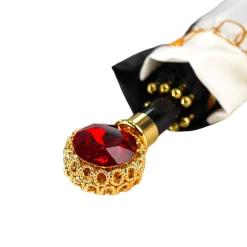 Il Marchesato Midnight Glamour: Exclusive Black Umbrella Adorned with Bold Red Cryst Fashion