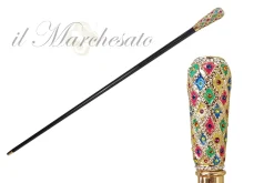 Il Marchesato Milord Walking stick - Hand painted Knob with multicolor crystals Hot