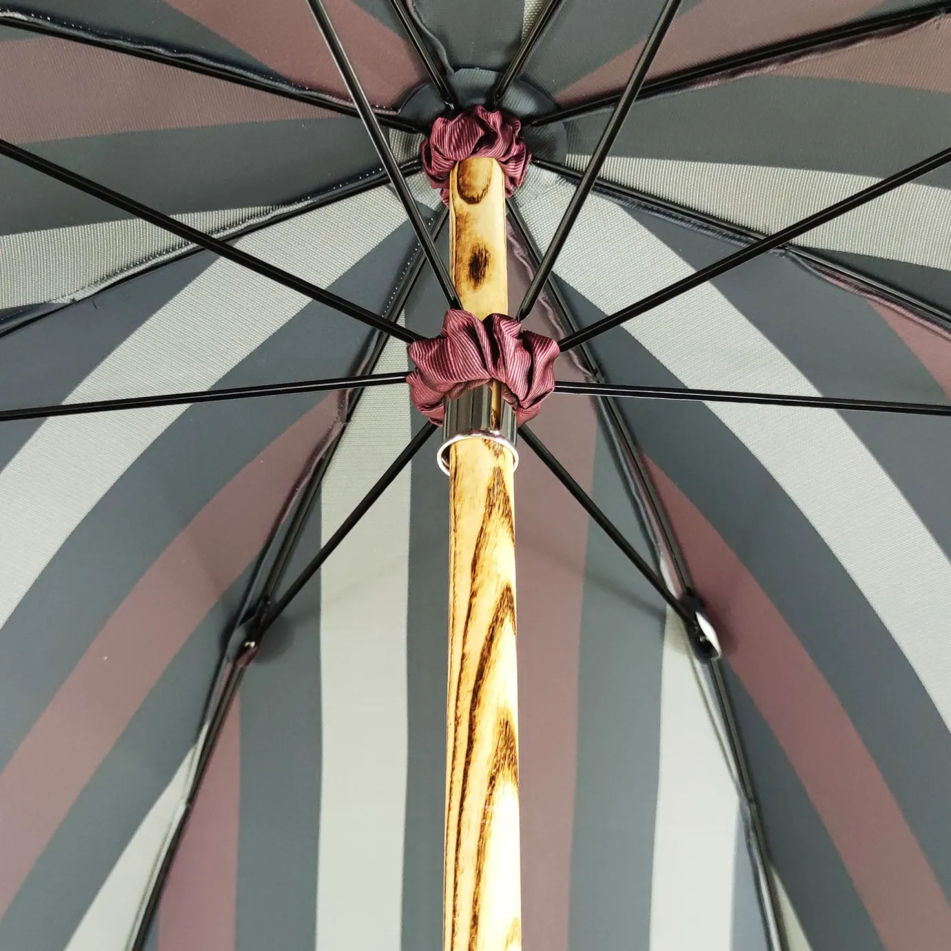 Il Marchesato Multicolour Striped Umbrella - Natural beech Wood-Handle Discount