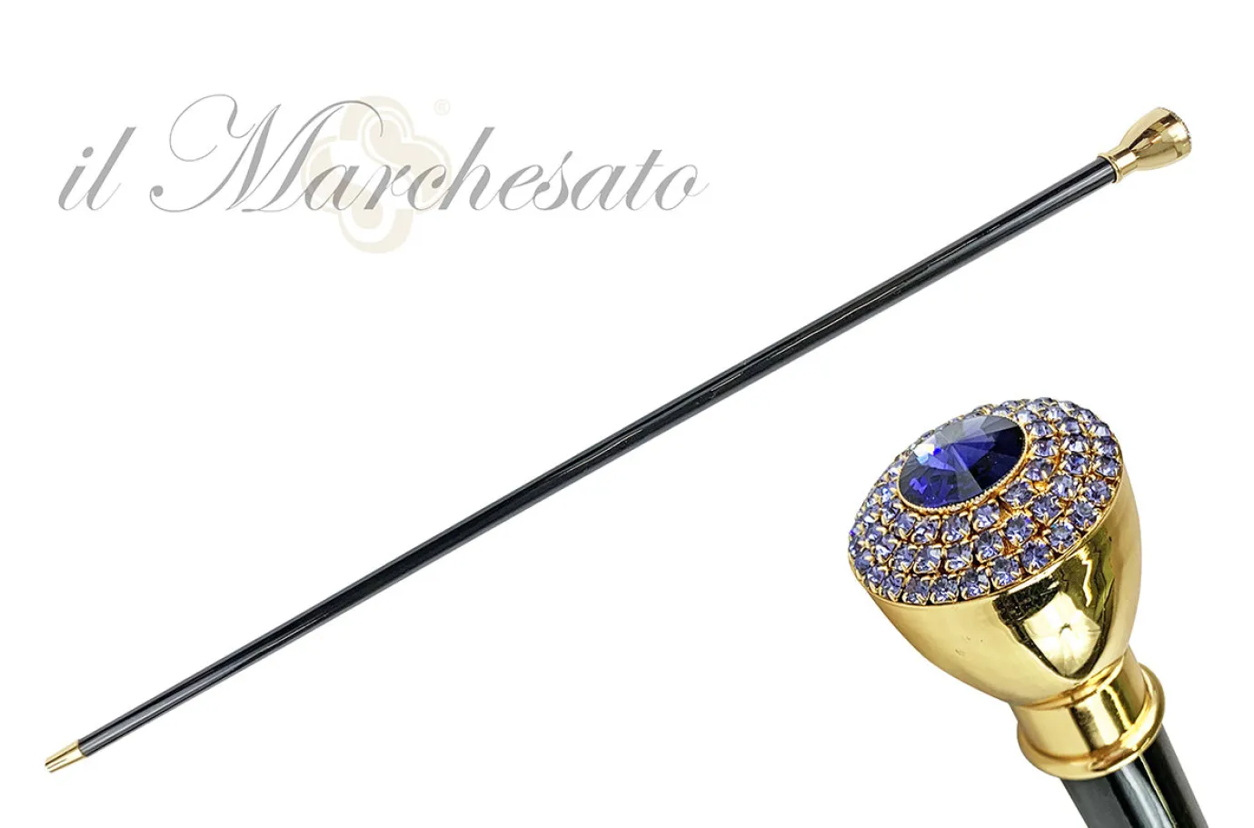 Il Marchesato Mylord walking stick embellished with Tanzanite crystals Best