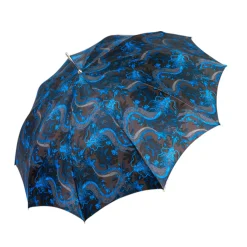 Il Marchesato Mythical Dragon Umbrella – Silver-Plated Handle & Oriental Blue design Fashion