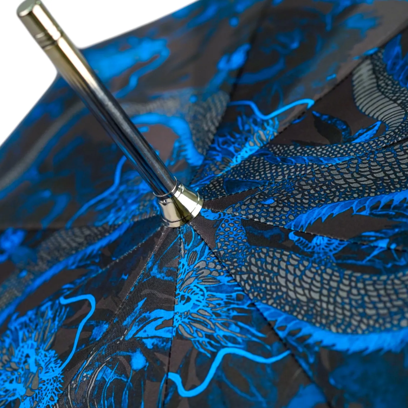 Il Marchesato Mythical Dragon Umbrella – Silver-Plated Handle & Oriental Blue design Fashion
