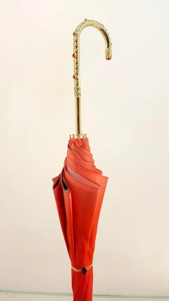 Il Marchesato Orange Floral Umbrella, Double Canopy Luxury Ladies Outlet