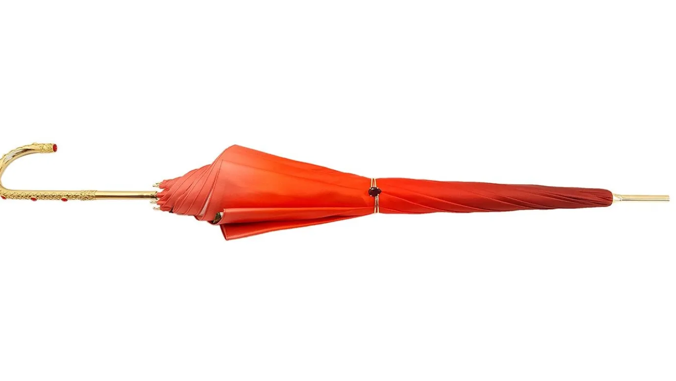 Il Marchesato Orange Floral Umbrella, Double Canopy Luxury Ladies Outlet