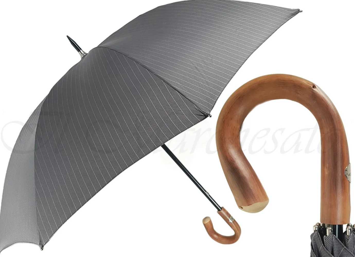 Il Marchesato Oversized Men's Umbrella Black Extra Strong Fabric New