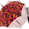 Il Marchesato Parasol Multi-Color Floral Umbrella for Women - Black Leather Handle Clearance