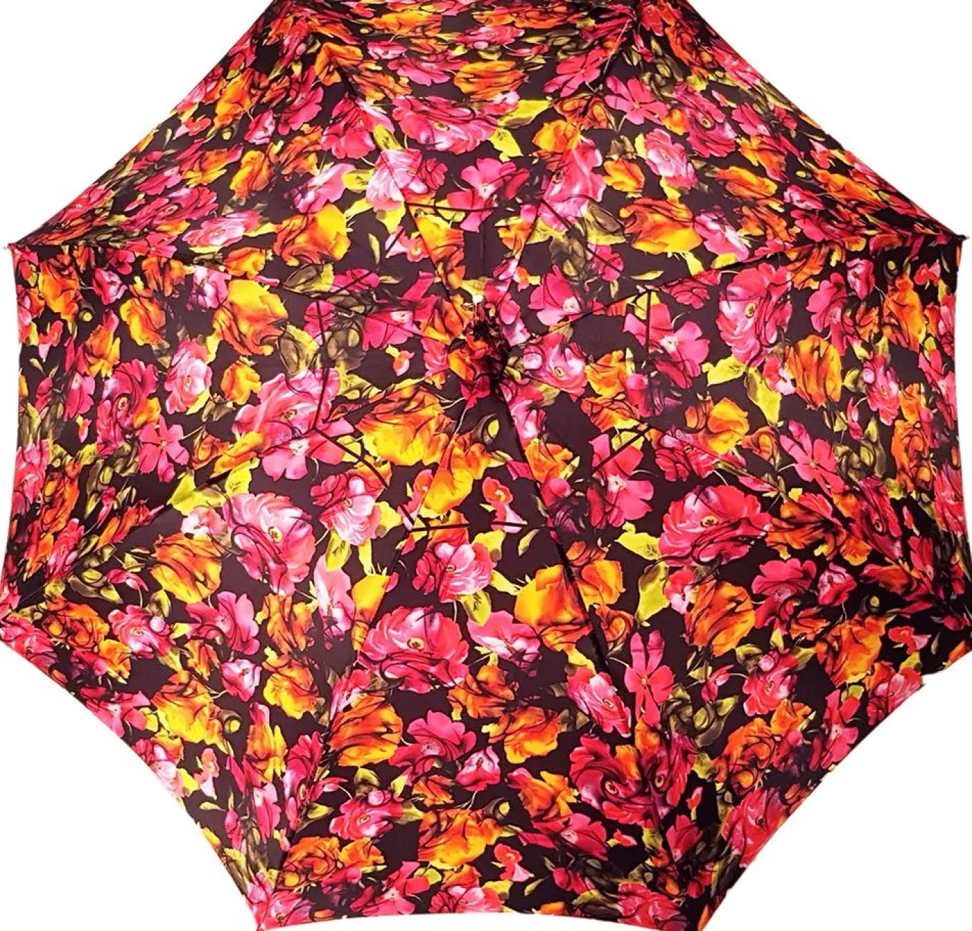 Il Marchesato Parasol Multi-Color Floral Umbrella for Women - Black Leather Handle Clearance