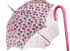 Il Marchesato Pink Roses Parasol - Pink Leather Handle Fashion