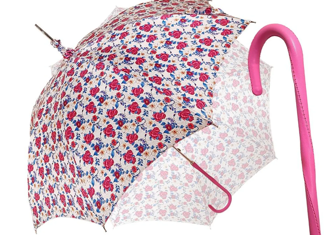 Il Marchesato Pink Roses Parasol - Pink Leather Handle Fashion