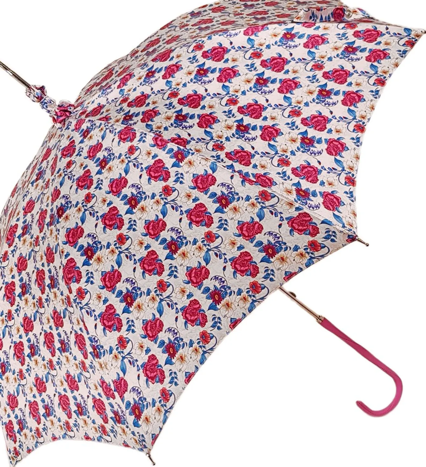 Il Marchesato Pink Roses Parasol - Pink Leather Handle Fashion