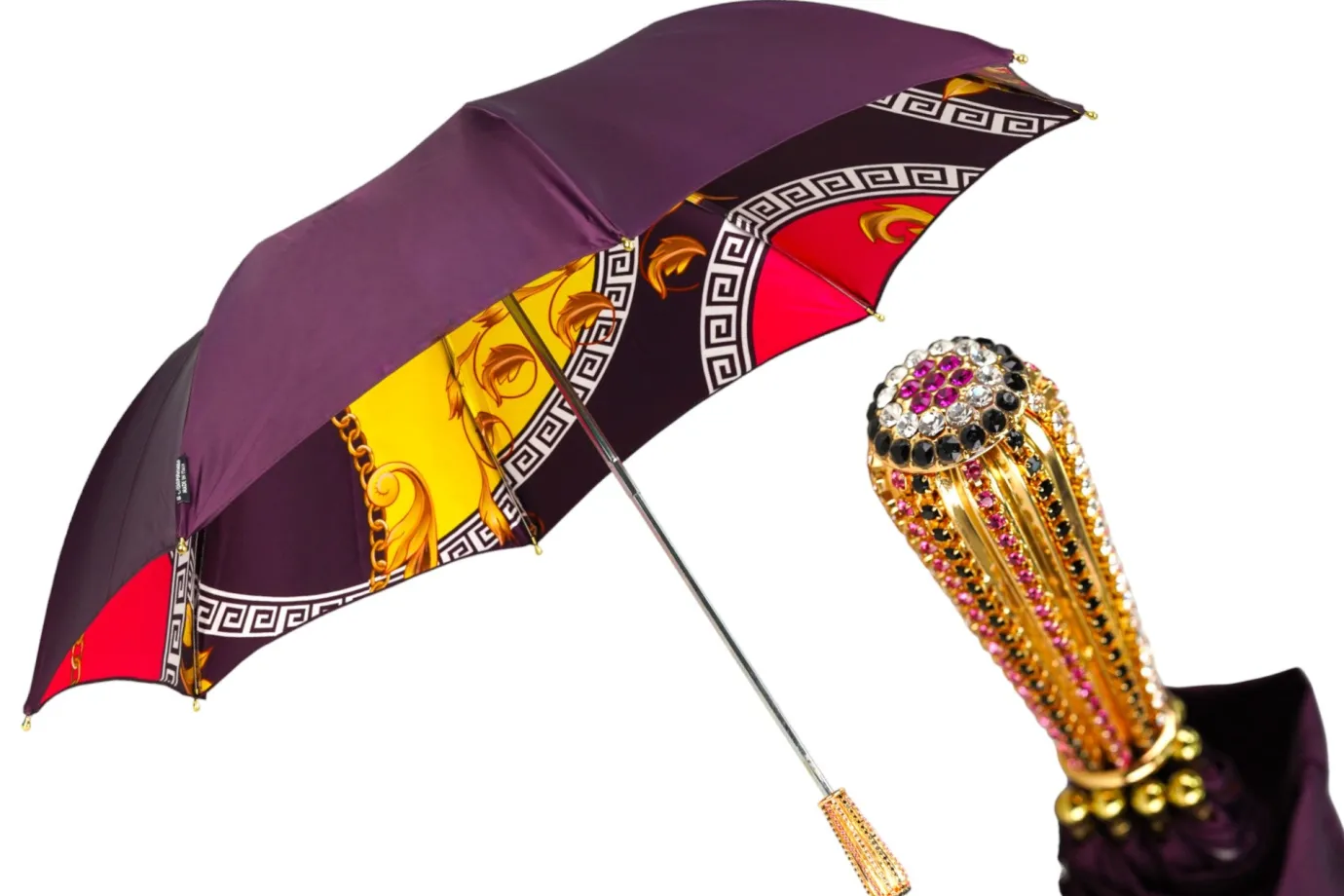 Il Marchesato Plum Majesty: Exclusive Umbrella in Plum Color with Ornamental Design Sale