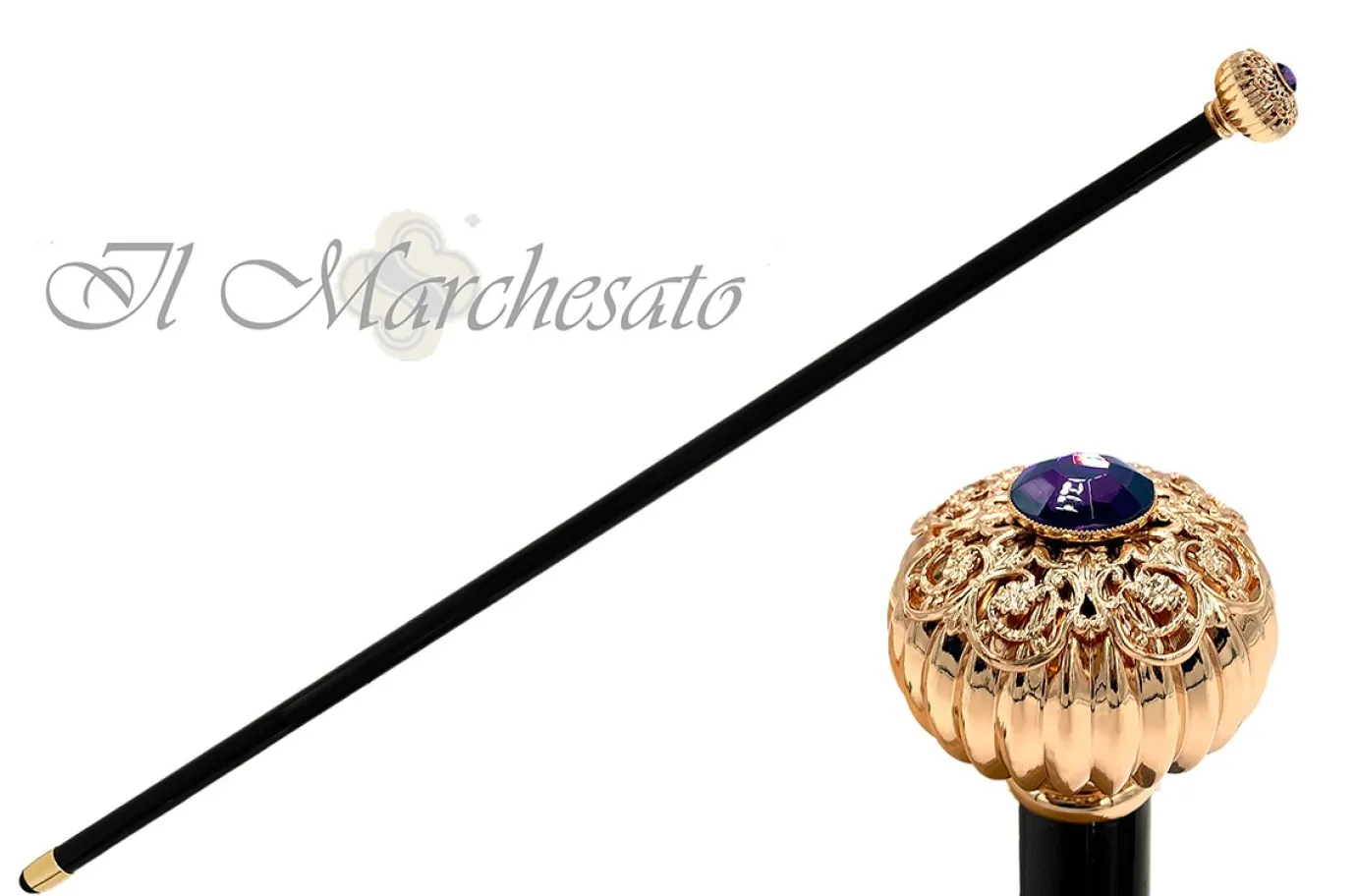 Il Marchesato "Onion" Walking cane with filigree and amethyst Fashion