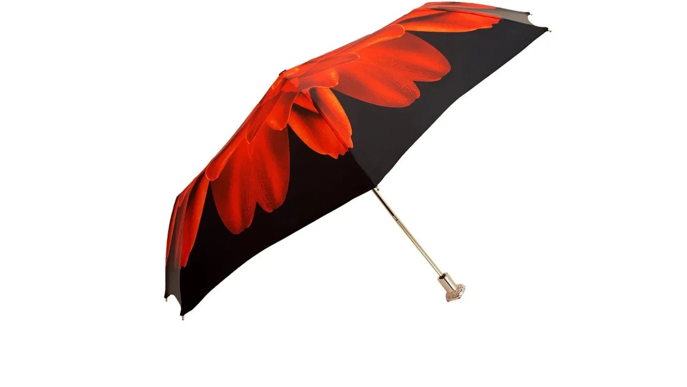 Il Marchesato Red Flower Women's Folding Umbrella with Silver-Plated Handle Online