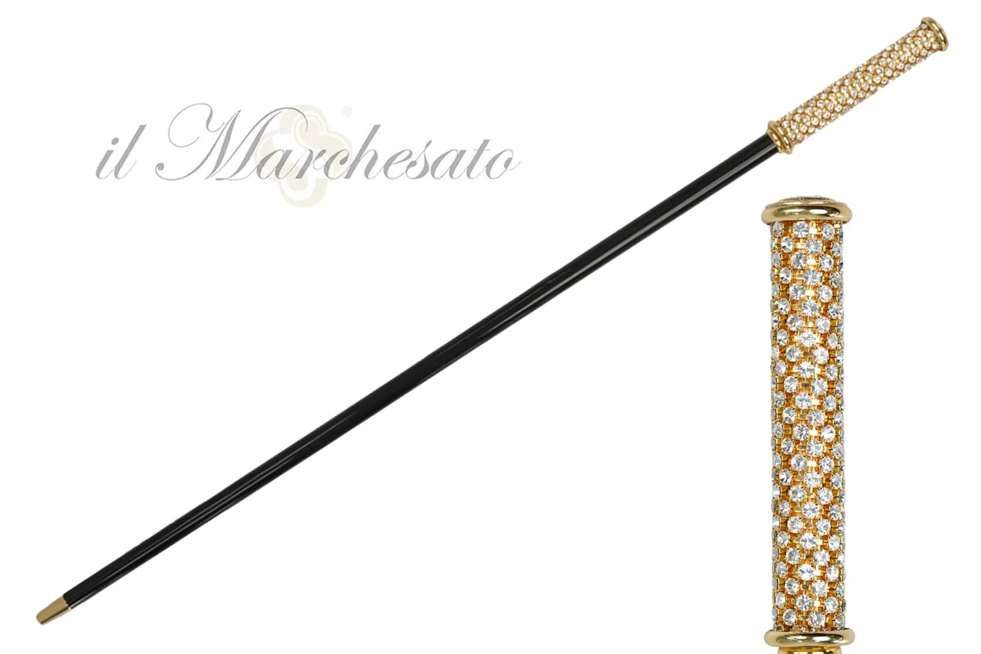 Il Marchesato Regal Crystal Touch: 24K Gold-Plated Walking Sticks with Crystals Outlet