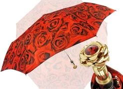 Il Marchesato Romantic collapsible umbrella with 24K gold plated rose handle Fashion