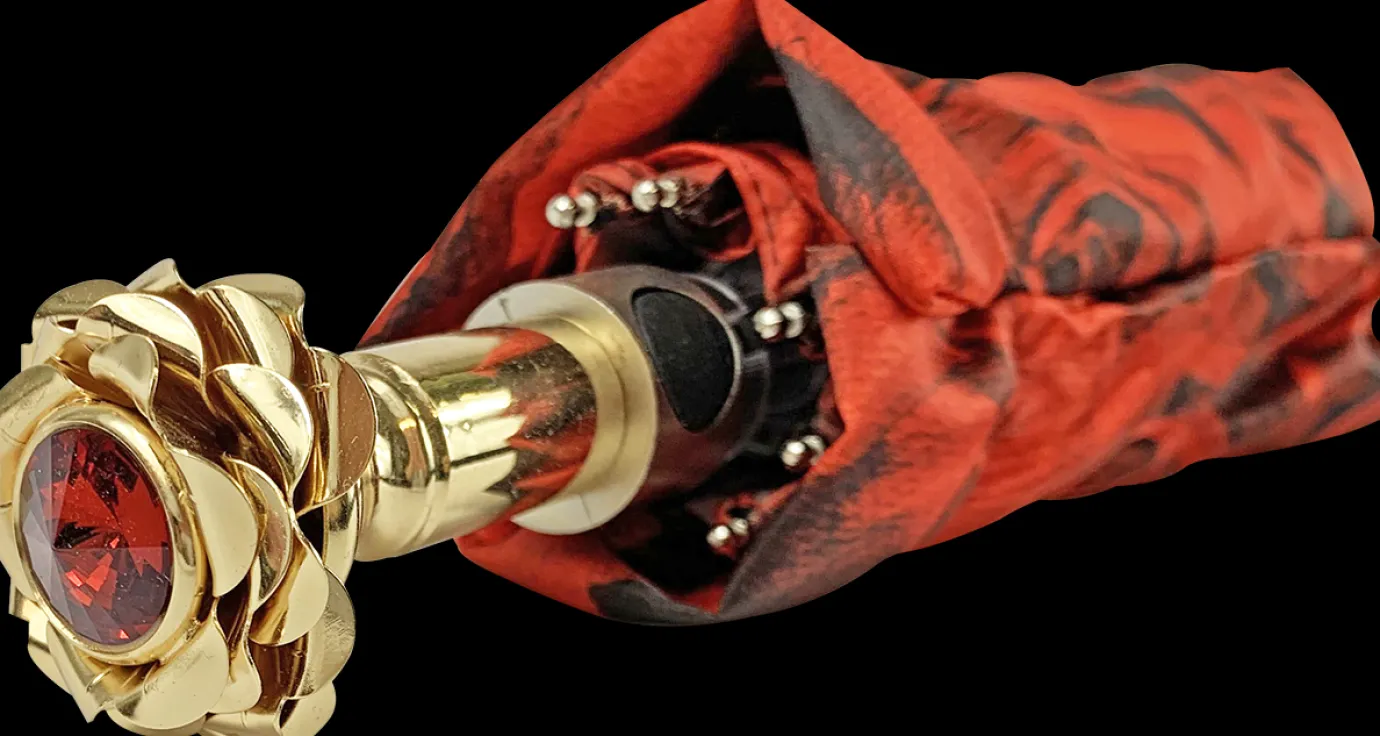 Il Marchesato Romantic collapsible umbrella with 24K gold plated rose handle Fashion